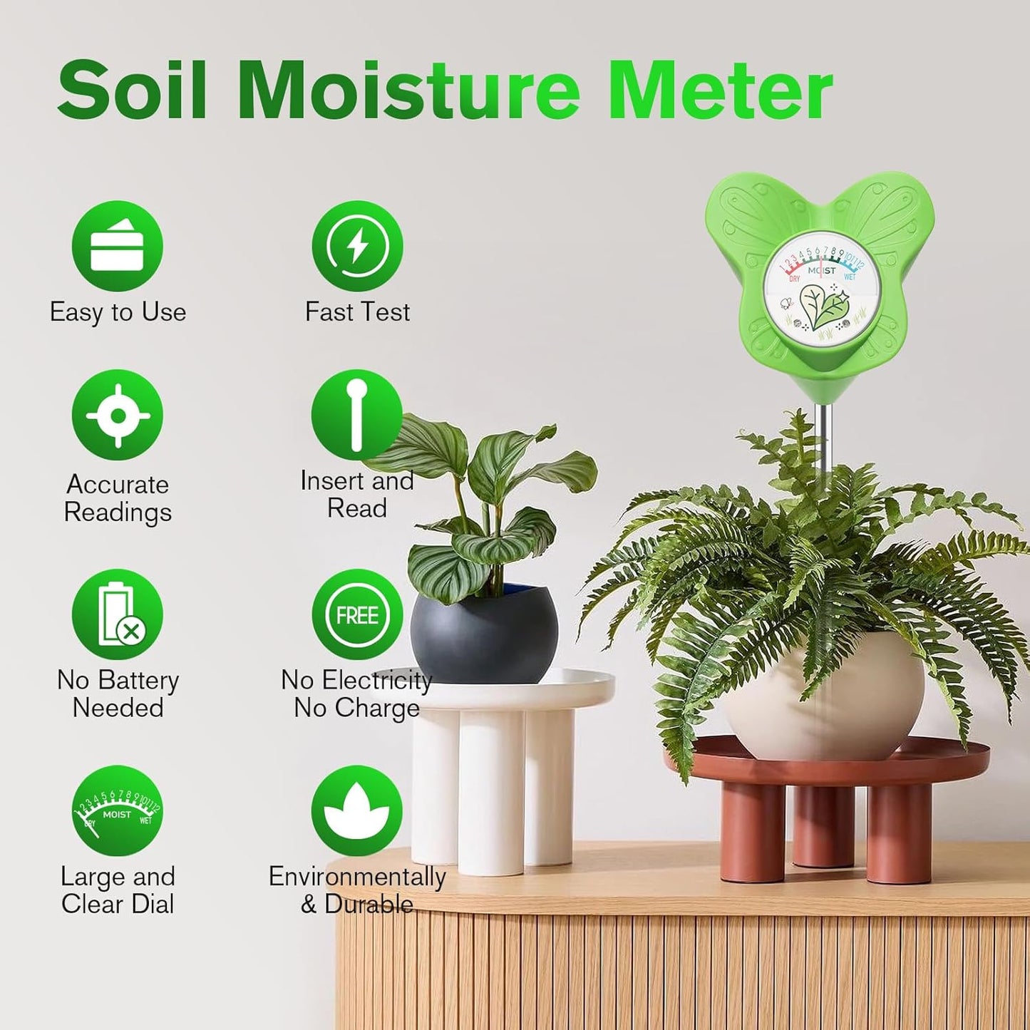 UNIWA Soil Moisture Meter - Essential Plant Water Monitor for Indoor & Outdoor Gardening