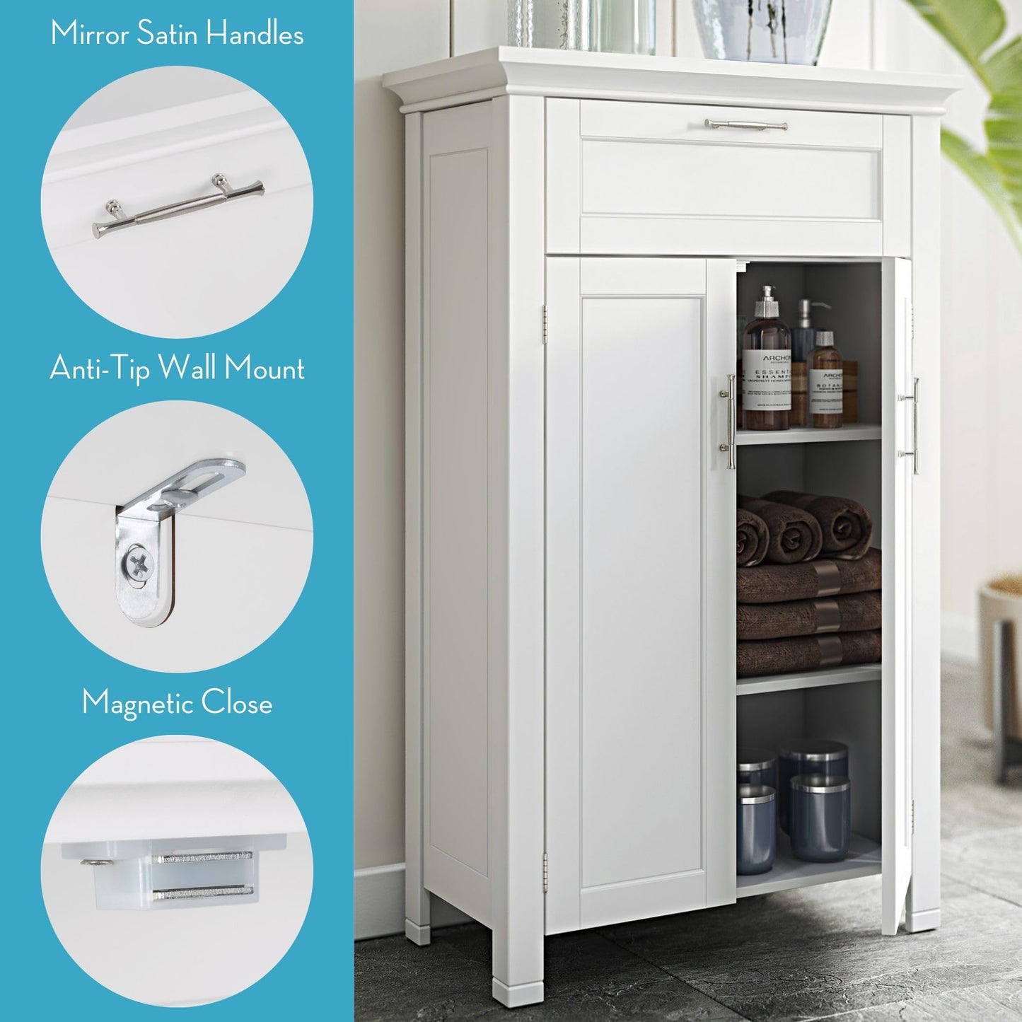 RiverRidge Somerset Two-Door Floor Cabinet, White