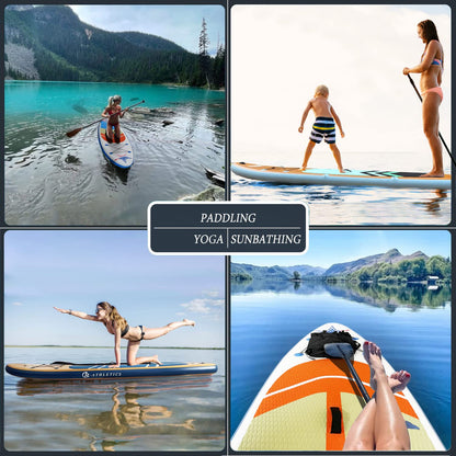 JC-ATHLETICS Inflatable Stand Up Paddle Board (6 Inches Thick), ISUP Package W/Premium SUP Accessories & Backpack, Non-Slip Deck,Fins, Adjustable Paddle,Leash,Hand Pump,Standing Boat for Youth & Adult