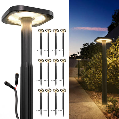 Sunco 12 Pack Garden Pathway Light, LED Outdoor Lights for Patio Landscape Path Lighting, 200W, 4W, Selectable CCT 3000K/4000K/5000K, Wet Rated, Non-Dimmable ETL