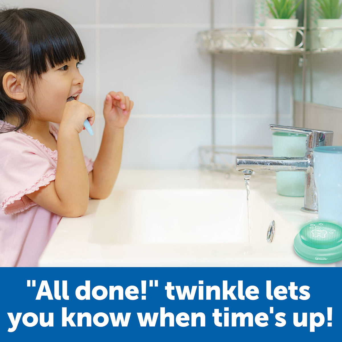 Learning Resources 2 Minute Toothbrushing Timer - Toothbrush Timer for Kids, Timers for Kids Bathroom, Toddler Teeth Brushing Button, Visual Countdown for Tooth Brushing