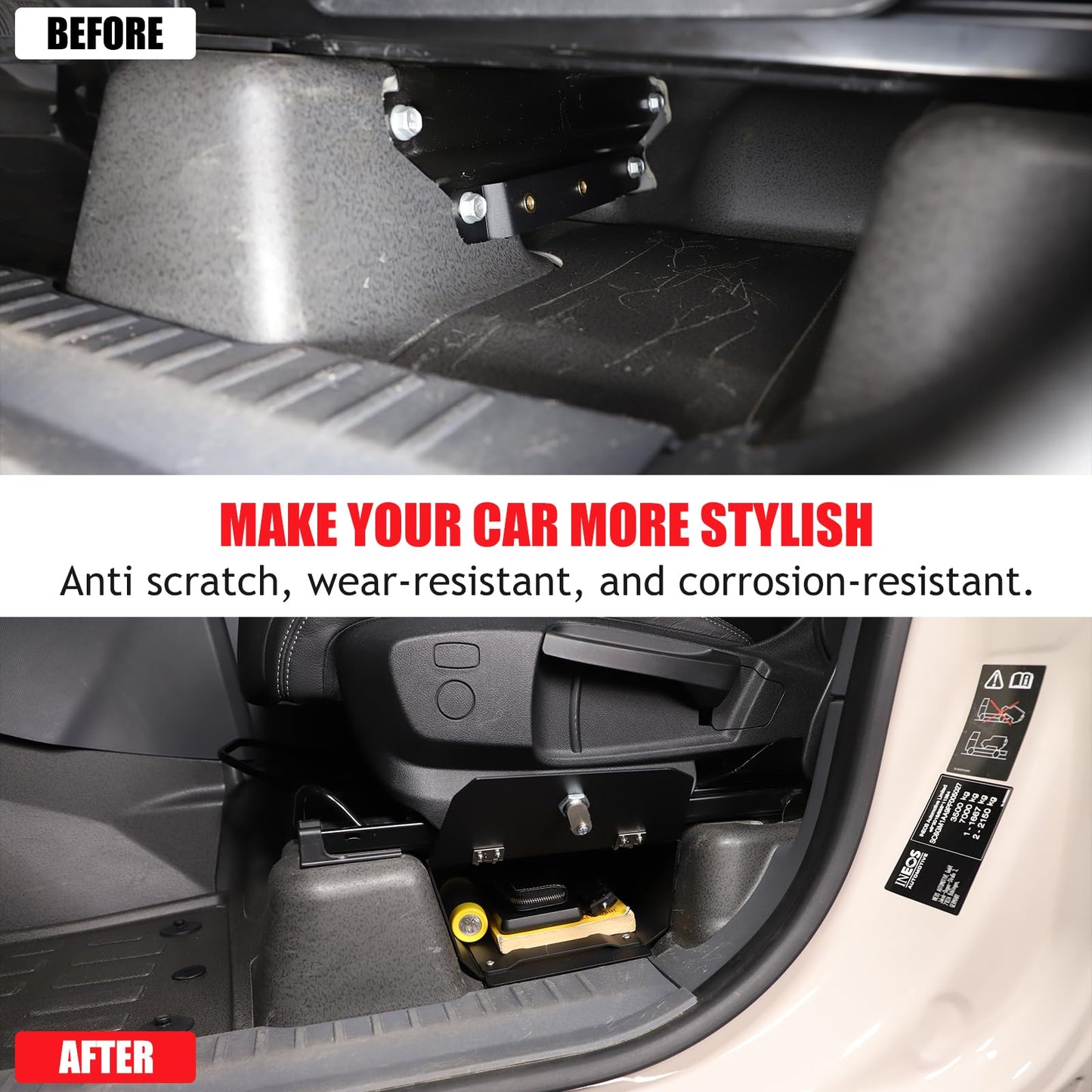 Tumukiw Compatible with INEOS Grenadier 2020-2024 Under Seat Storage Organizer, Customized Carbon Steel Driver Underseat Hidden Lock Box Safe Box, 3-digit Combination Lock