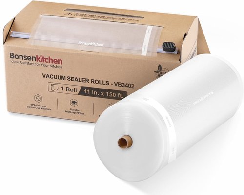 Bonsenkitchen Vacuum Sealer Bags - 11” x 150’ Rolls with Cutter | BPA-Free, Ideal for Meal Prep & Sous Vide Cooking