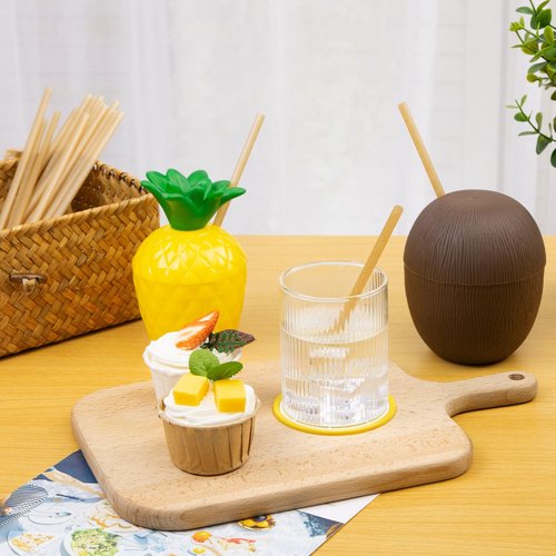 HANSGO Sugarcane Straws, 200PCS Drink Straws Disposable for Hot Cold Drinks, Coffee, Cocktail, Juice Home Favor, The Beach Party, Natural Brown