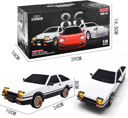 LD1801 1/18 AE86 RC Drift Car (Initial D) 3pcs Upgraded 1200mAh Batteries 2.4G 150 Brushed Motor &amp 10A ESC 3-Channel Full Proportional Remote Control
