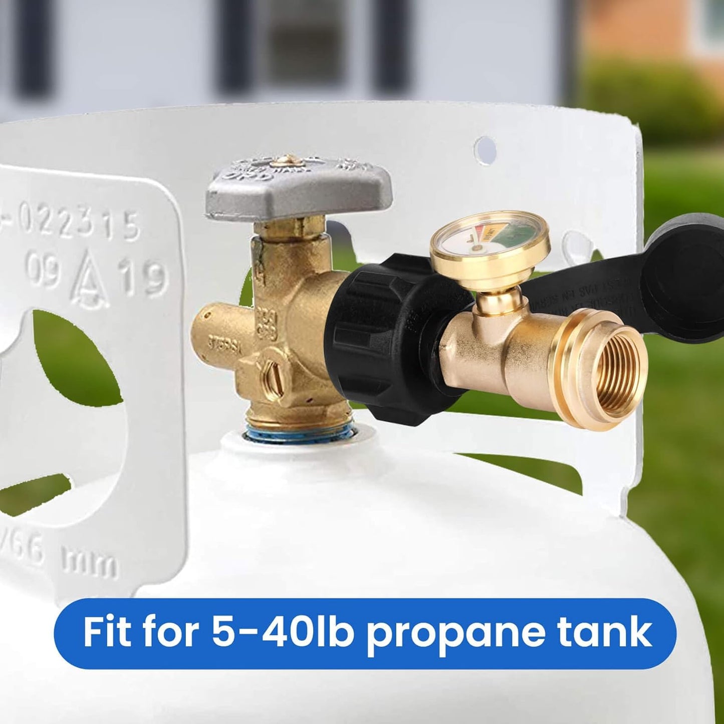 Propane Tank Gauge - Level Indicator with Leak Detector for 20lb Tanks | Solid Brass, 2 Pack