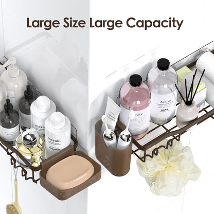 NESOMI Shower Caddy - Rustproof Stainless Steel Organizer with Soap Dish & Hooks | 8-Pack Large Capacity