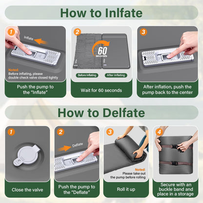 HiiPeak Double Camping Sleeping Pad with Electric Pump, 3" Thick 2 Person Self Inflating Memory Foam Mattress Pad with Pillow, Portable Sleeping Mat for Travel, Car, Tent, Full Size (Gray)