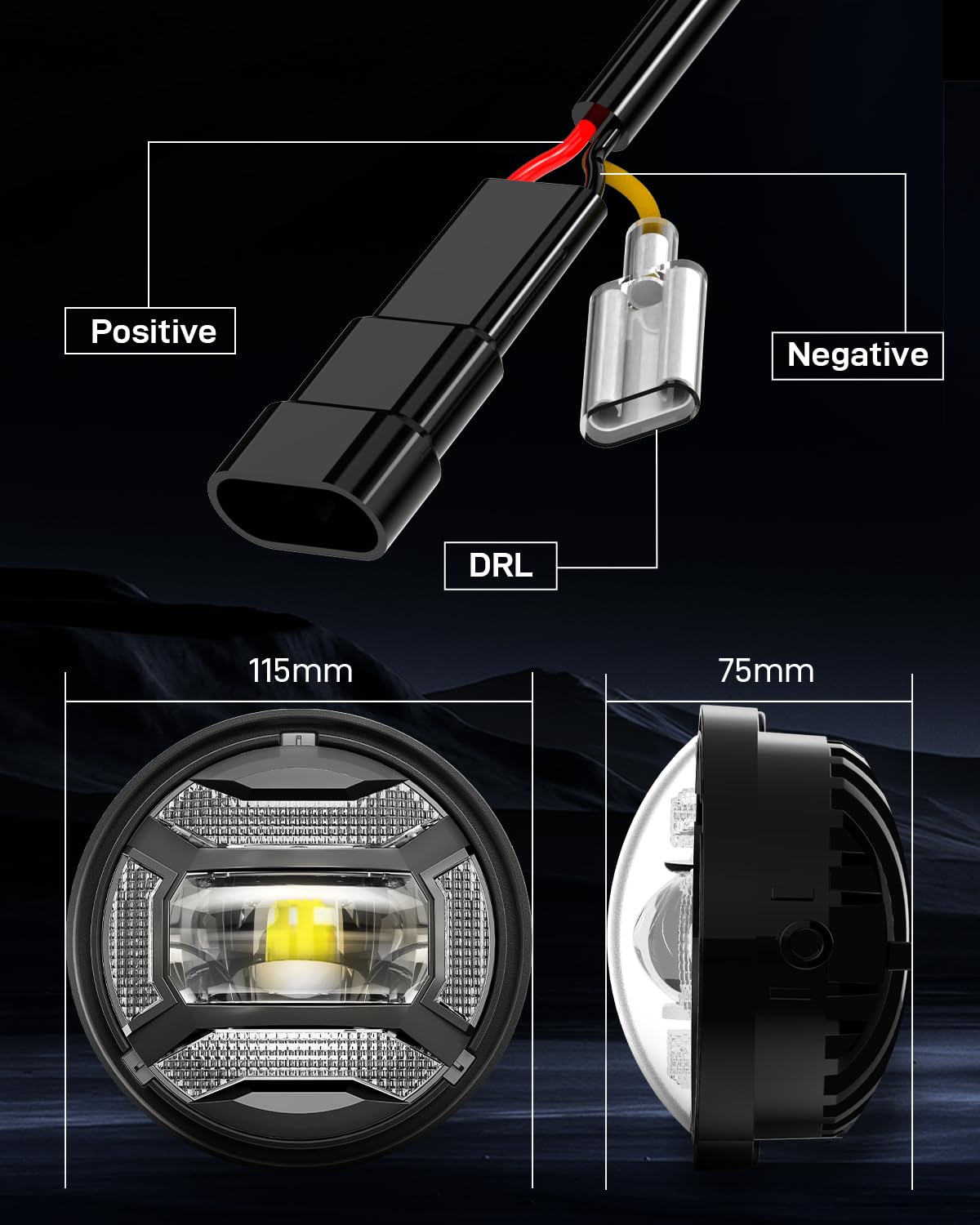 DOT Approved 1200% Bright 180W 7'' Motorcycles LED Headlight with 4.5'' LED Passing lights Compatible with Road King Road Glide Street Glide Electra Glide Ultra Limited Trike Heritage Softail Fat Boy