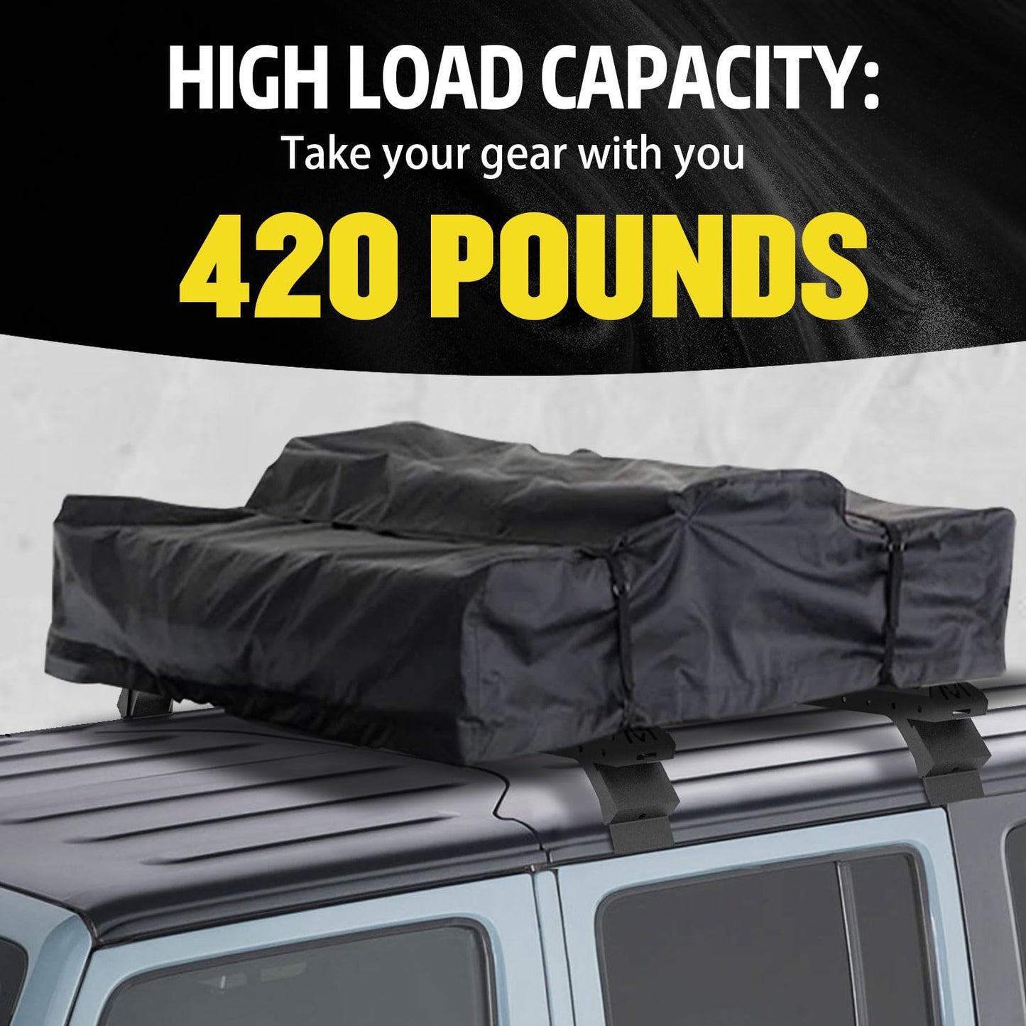 420 LBS Roof Rack Cross Bars,Adjustable 39.4-61 inch Roof Rail Crossbars Fit for Jeep Wrangler JL JT 2018-2025 (2/4 Door Hardtop), Rooftop Cargo Bag Kayak Bike Carrier