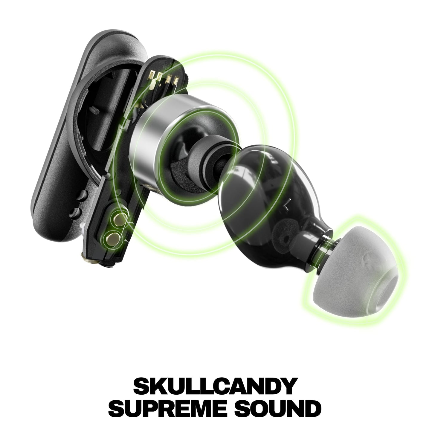 Skullcandy Smokin’ Buds Wireless Earbuds, Bluetooth Headphones, Noise Isolating Fit, Up to 20 Hours Battery, IPX4 Sweat and Water Resistant, Microphone for iPhone Android - Midnight Smoke