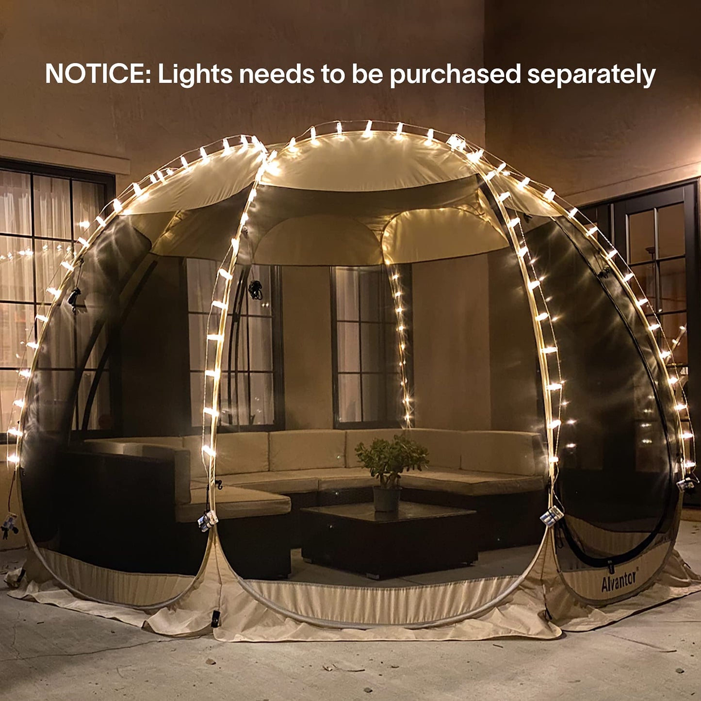Alvantor® Screen House Room Camping Tent Outdoor Canopy Pop Up Sun Shade Hexagon Shelter Mesh Walls Not Waterproof 10'x10' Beige Patent Pending