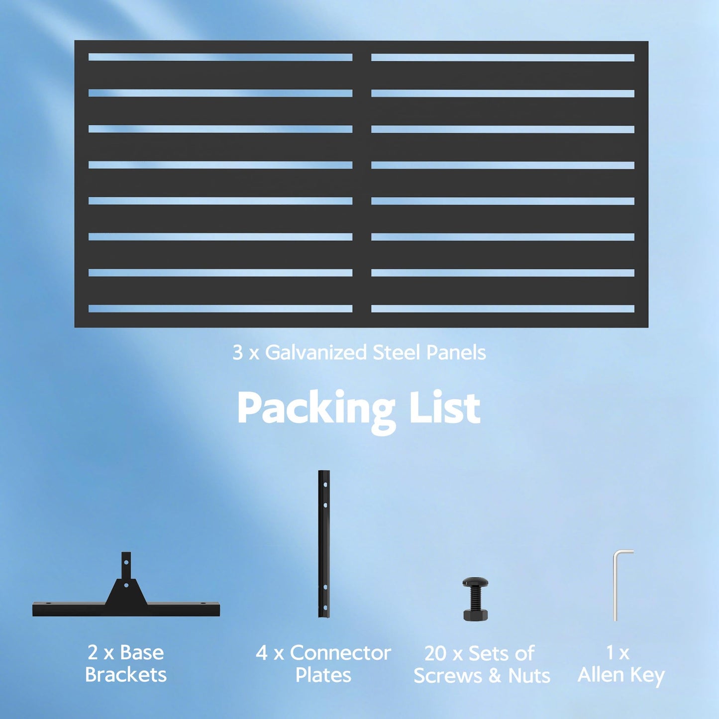 Garvee 72" H x 47" W Outdoor Metal Privacy Screen, 6FT Decorative Privacy Fence Freestanding Panels with Stand, Room Dividers, Patio Metal Screen Panel for Garden Yard Balcony Deck, Black