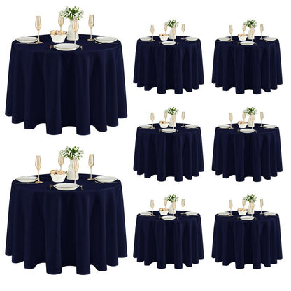 Fitable 8 Pack Round Tablecloths: Stain Resistant Wrinkle Free Circle Table Clothes, Washable Reusable Polyester Table Covers for Wedding Party Birthday Banquet Reception(Navy, 120 Inch)