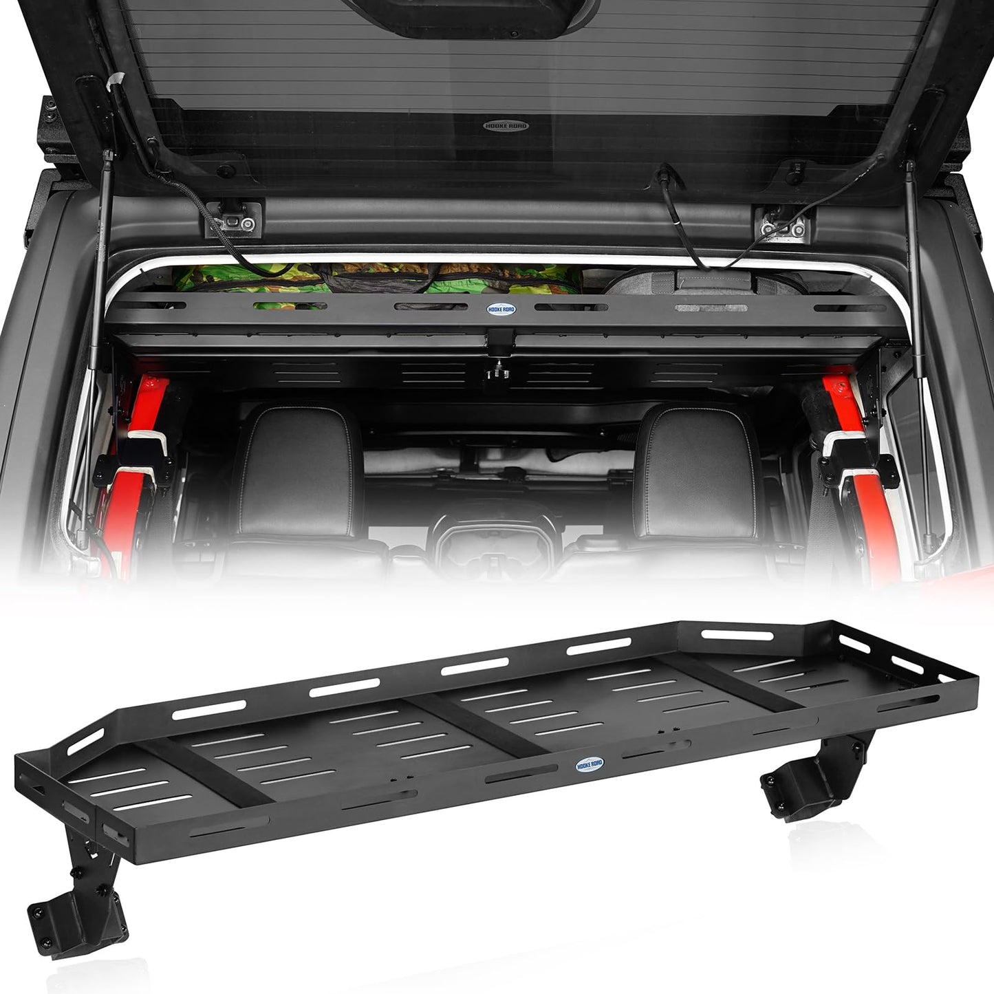 Hooke Road JLU Trunk Upper Cargo Basket Rack Tray for 2018-2026 Jeep Wrangler JL Unlimited 4-Door Hardtop, Interior Storage Platform Luggage Carrier Shelf