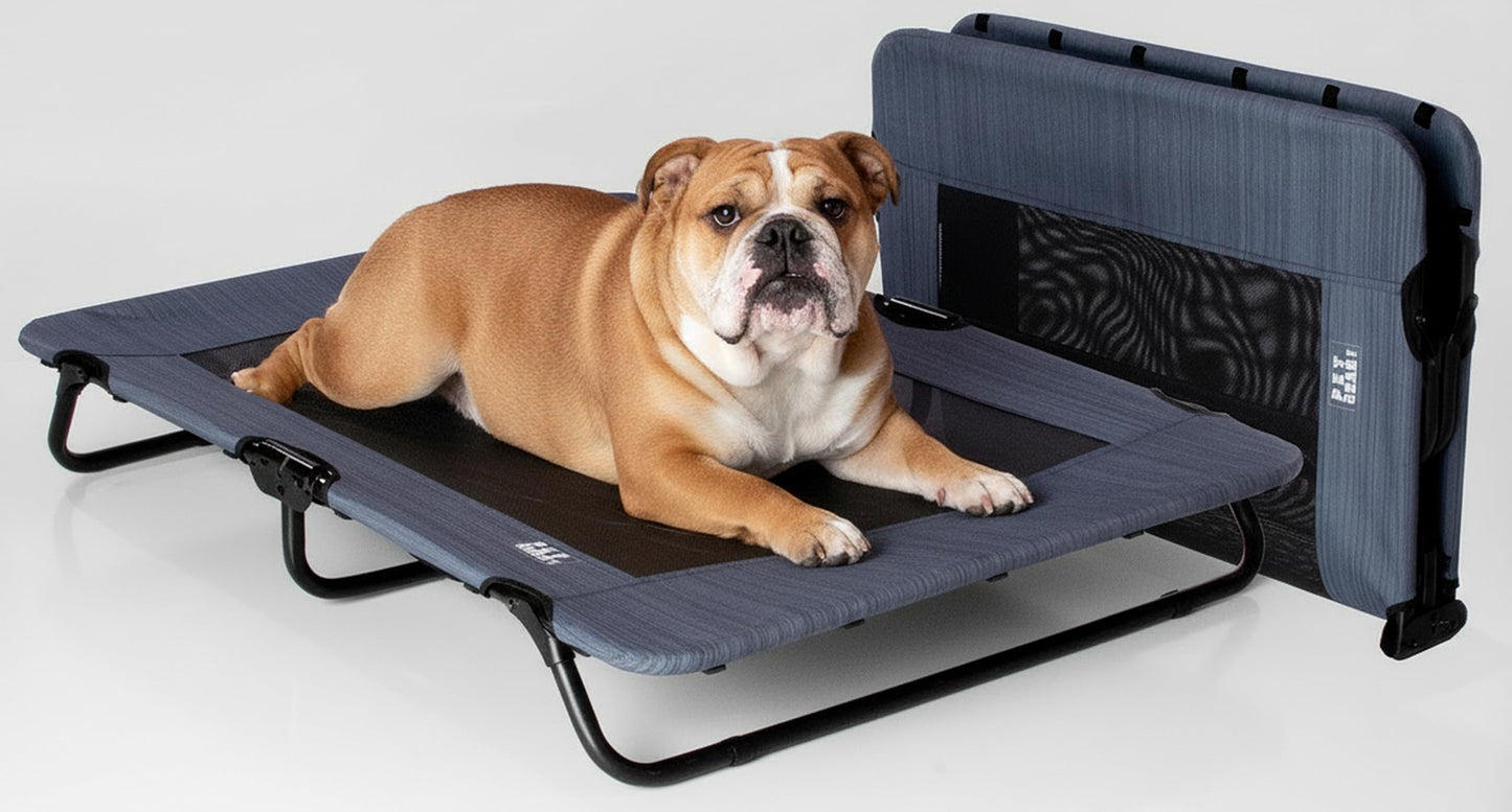 Pet Gear Lifestyle Pet Cot Elevated Bed, No Assembly Required, Premium Tear Resistant Cooling Mesh, Indoor & Outdoor, Lightweight & Portable, 40 Inch, Ocean Blue