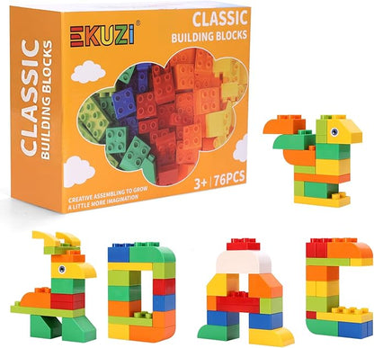 Building Blocks for Kids Toddlers 76 Pieces Large-Size Building Blocks Ideal STEM Toy for 3+ Year Old Kids