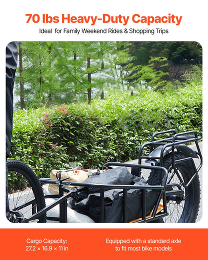 VEVOR Bike Cargo Trailer, 70lbs Load Capacity, Bicycle Trailer with 20 in Wheels, Foldable Bike Wagon, Heavy-Duty Bicycle Cart Fits Most Bike Models, for Shopping Traveling & Carrying Stuff