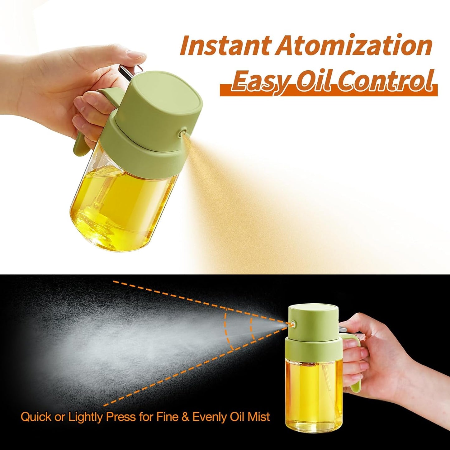 YARRAMATE Mini Oil Sprayer - 6.8 OZ Food-Grade Olive Oil Spray Bottle for Cooking & BBQ (Green)