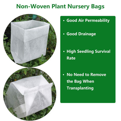 Belit 100 Pcs 10.2" H Deep Nursery Grow Bags, Non-Woven Plants Pots Container for Starting Rooted Plants Vegetable, Flower, Seedling Tree