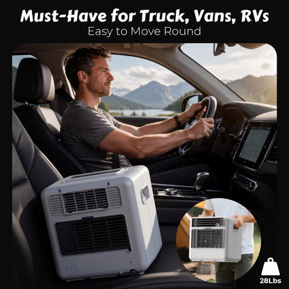 Disaenvir Tent Air Conditioner - Portable Air Conditioner 3300BTU, Compact Air Cooler AC Unit, 24 Hours Timer, Safety Lock, 3 Modes for Tent, Camping, RV, Truck, 110v Plug in, No Battery (White)