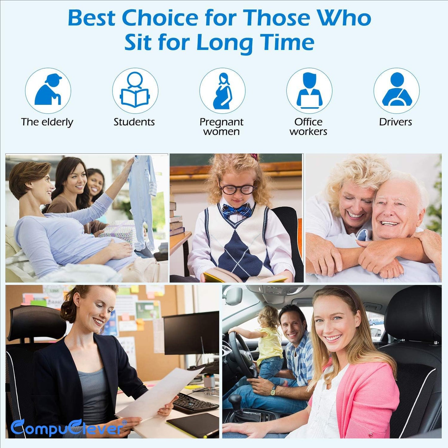 Lumbar Support Pillow for Office Chair & Car, Ergonomic Back Support Memory Foam Back Cushion with 3D Washable Cover, Relieves Back Pain for Driving, Gaming, Truck, Recliner