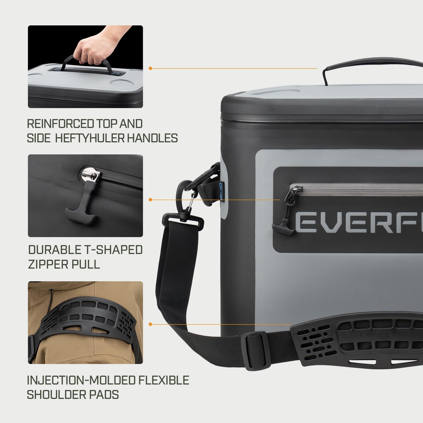 EVERFUN Soft Cooler，Portable Insulated Small Cooling Lunch Box for Men and Women, Leakproof Ice Chest Bag for Travel, Beach, Camping, Beverage, Boating, Fishing, Tailgating, Work and Picnic
