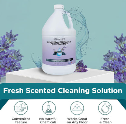 Steam & Go Demineralized Water | PVC-Free Steam Cleaner Solution for All Mops - Lavender Scent, 128 Fl Oz