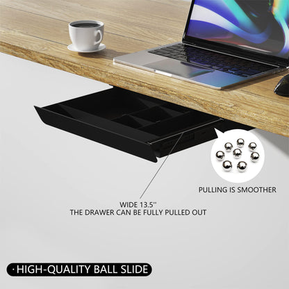 Gaxomo Under Desk Mounted Sliding Pull-out Drawer with Pencil Tray and Slide Storage Tray, 17'' long & 13.5'' deep Large Storage Organizer for Sit Stand Workstation