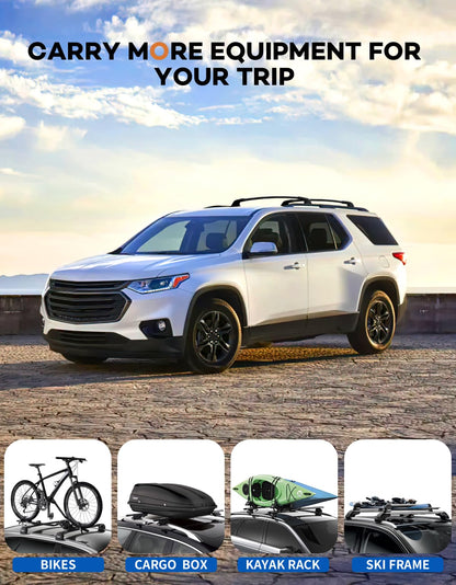 Wonderdriver Lockable 300lbs Roof Rack Cross Bars Compatible with Chevy Chevrolet Traverse 2018 2019 2020 2021,All-Metal Aluminum Heavy Duty Roof Rails Crossbars Cargo Canoe Black Rooftop Luggage.