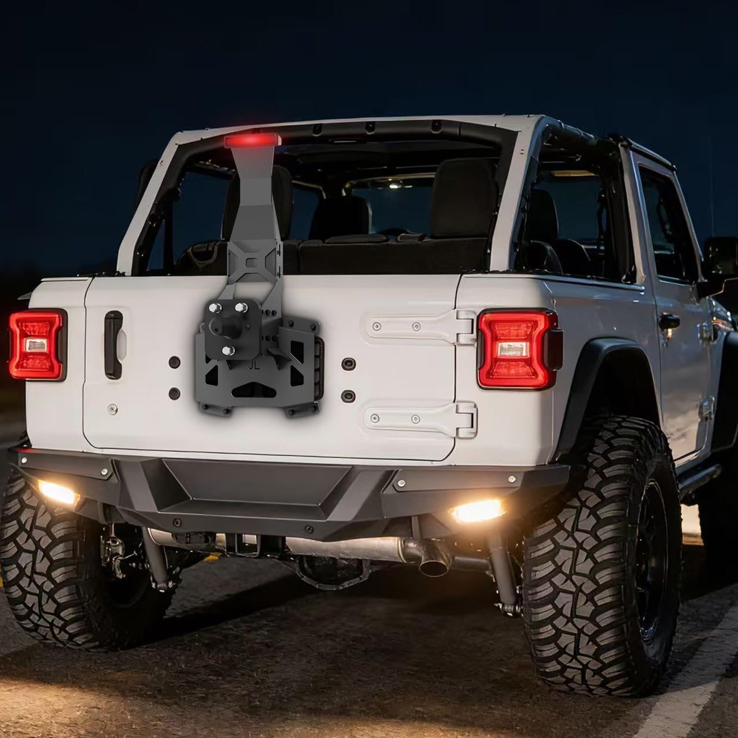 KLYONA for Wrangler JL Adjustable Spare Tire Carrier Compatible with 2018-2026 Jeep Wrangler JL JLU, up to 40 inches Tire Lift with Third Brake Light & Rear-View Camera Slot (Camera not Included)