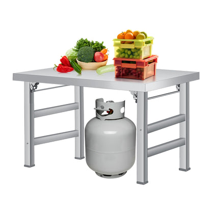 GAOMON 36" Folding Stainless Steel Table, 520 LBS Single Tier Commercial Worktable Workstation for Prep & Work, NSF Stainless Steel Kitchen Island for Home Kitchen Restaurant Garage Warehouse