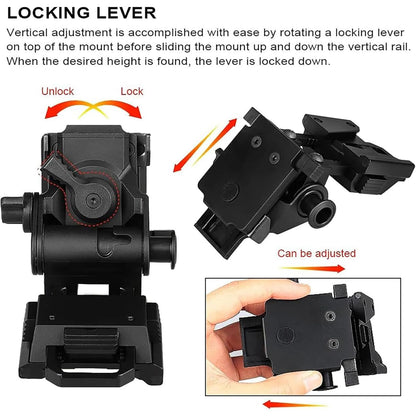 YSS PVS 14 Binocular Bridge Mount Modular Interface NVG Mount Adapter with AN/PVS-14 Dovetail Shoe and L4G24 Helmet Mount Suitable Monocular/Binocular Night Vision Goggles Aluminum Hollow Design