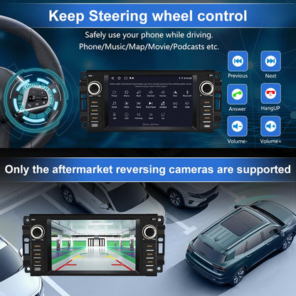 EagleNav Car Stereo for Jeep Wrangler JK Compass Patriot/Chrysler/Dodge RAM Charger, 7 inch Touch Screen Android 13 Radio with Bluetooth GPS Wireless CarPlay Android Auto [2GB+32GB]