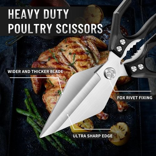 Dream Reach Kitchen Shears - Heavy Duty Poultry Scissors with Ergonomic Handle | Japanese High-Carbon Steel for Meat & Seafood Cutting