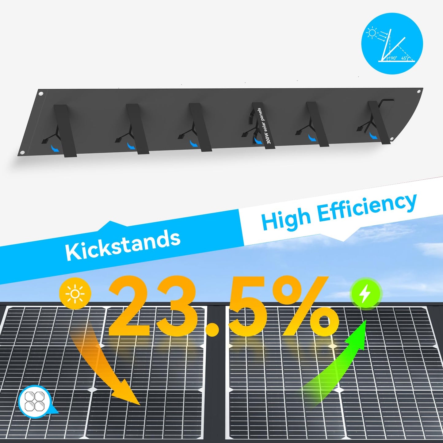 Ecosonique 300W Portable Solar Panel for Most Power Stations, Foldable & Lightweight Solar Suitcase with Kickstands, 40V MC4 & Multi-Output for Solar Generators, RVs, Camping, and Outdoor Use