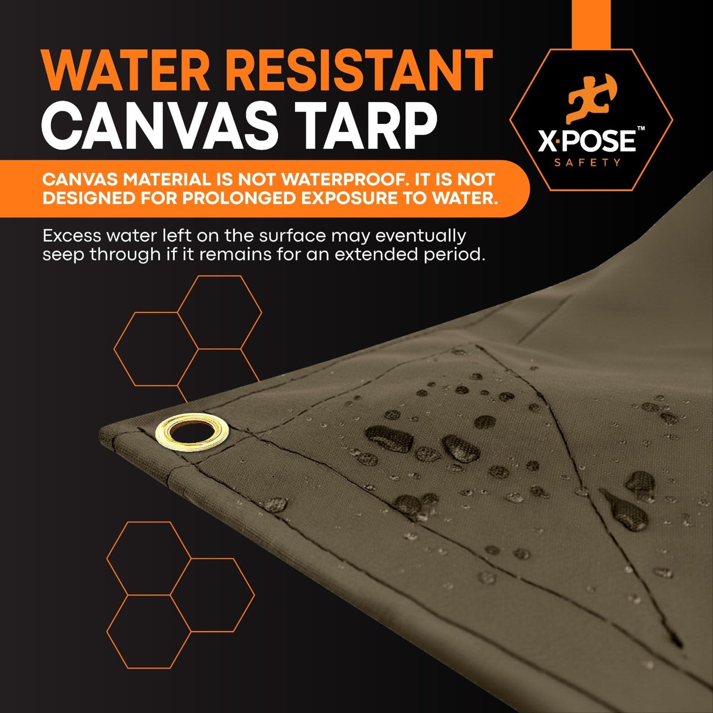 Xpose Safety Canvas Tarp - 10oz Olive Drab Canvas Tarps Heavy Duty Water Resistant with Brass Grommets- Multipurpose Outdoor Tarpaulin for Camping, Canopy, Trailer, Equipment Cover 14' x 14'