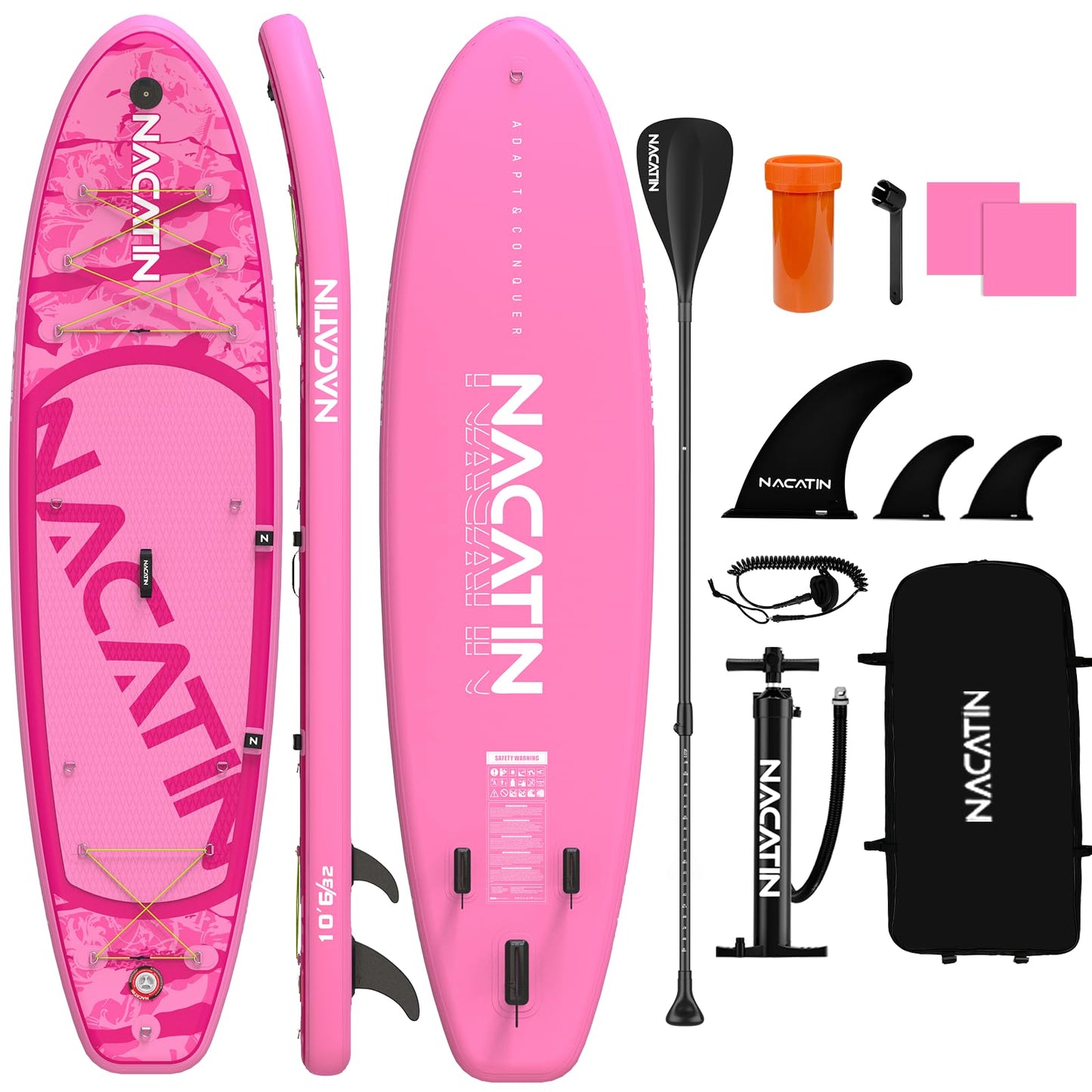 NACATIN Inflatable Stand Up Paddle Board for All Skill Levels, 10'6'' SUP Board for Adults with Non-Slip Deck, Full SUP Accessories & Storage Backpack, Great Stability for Lake, Ocean, Yoga & Fishing