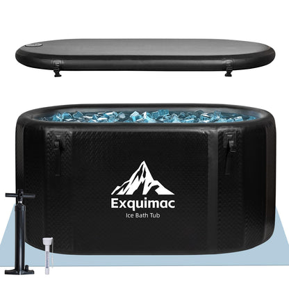 Ice Bath Tub, 216 Gallon Inflatable Cold Plunge Tub with Thermometer and Water-Absorbent Mat, Portable Bath Tub for Outdoor & Indoor Recovery, 59"x32"x29"