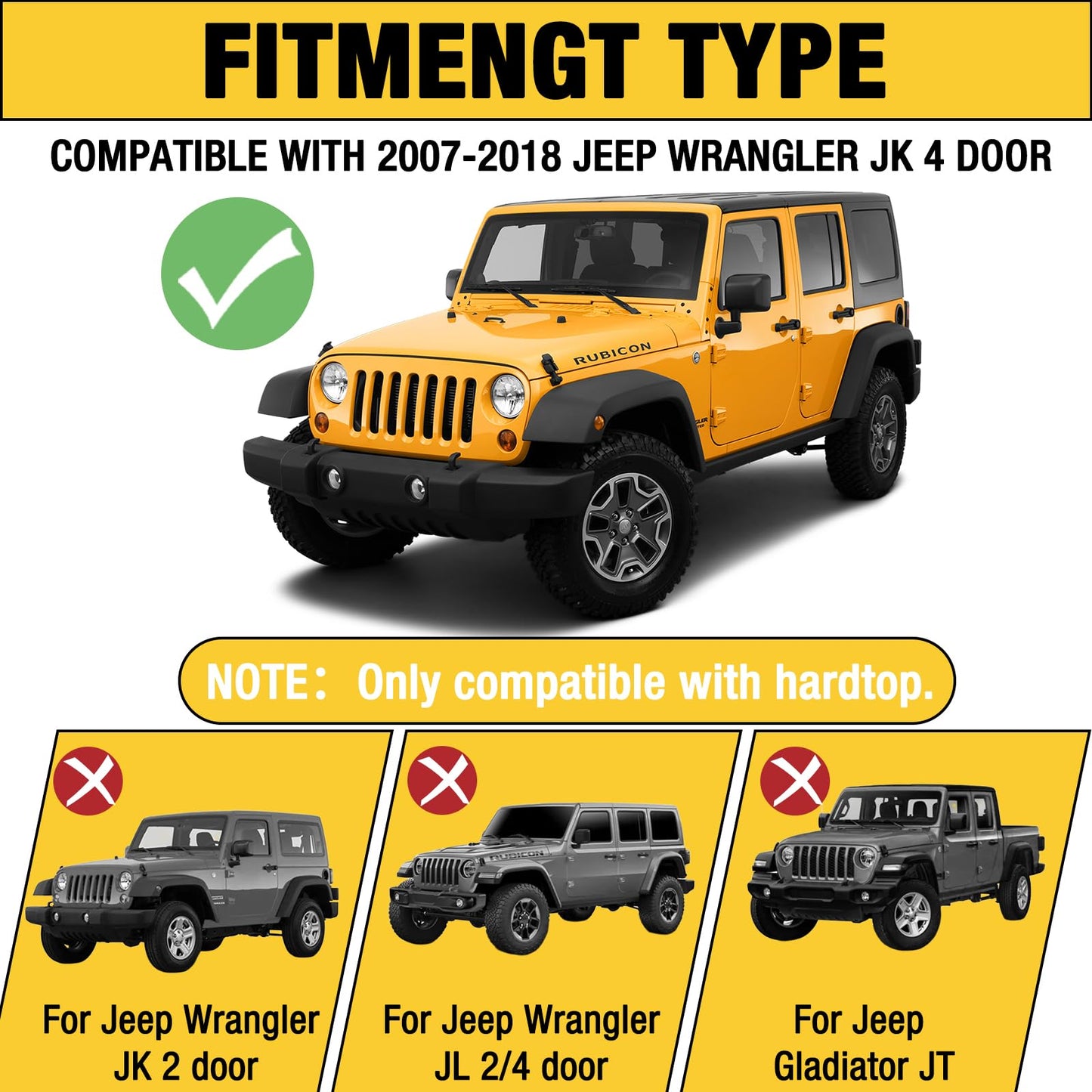 CALLIERT Aluminum Full-Length roof Rack Kit Cross Bars and Cargo Basket for 2007-2018 Jeep Wrangler JK 4 Door, Low-Profile Hardtop Luggage Carrier