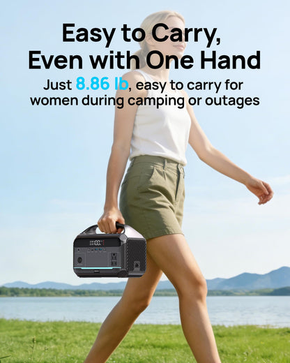 Portable Power Station 1200W Surge, 288Wh LiFePO4 Battery Solar Generator, Power Bank with 600W AC Outlet 110V, PD 100W Output Fast Charging for Outdoors Camping, Home Emergency, Hunting Blackout