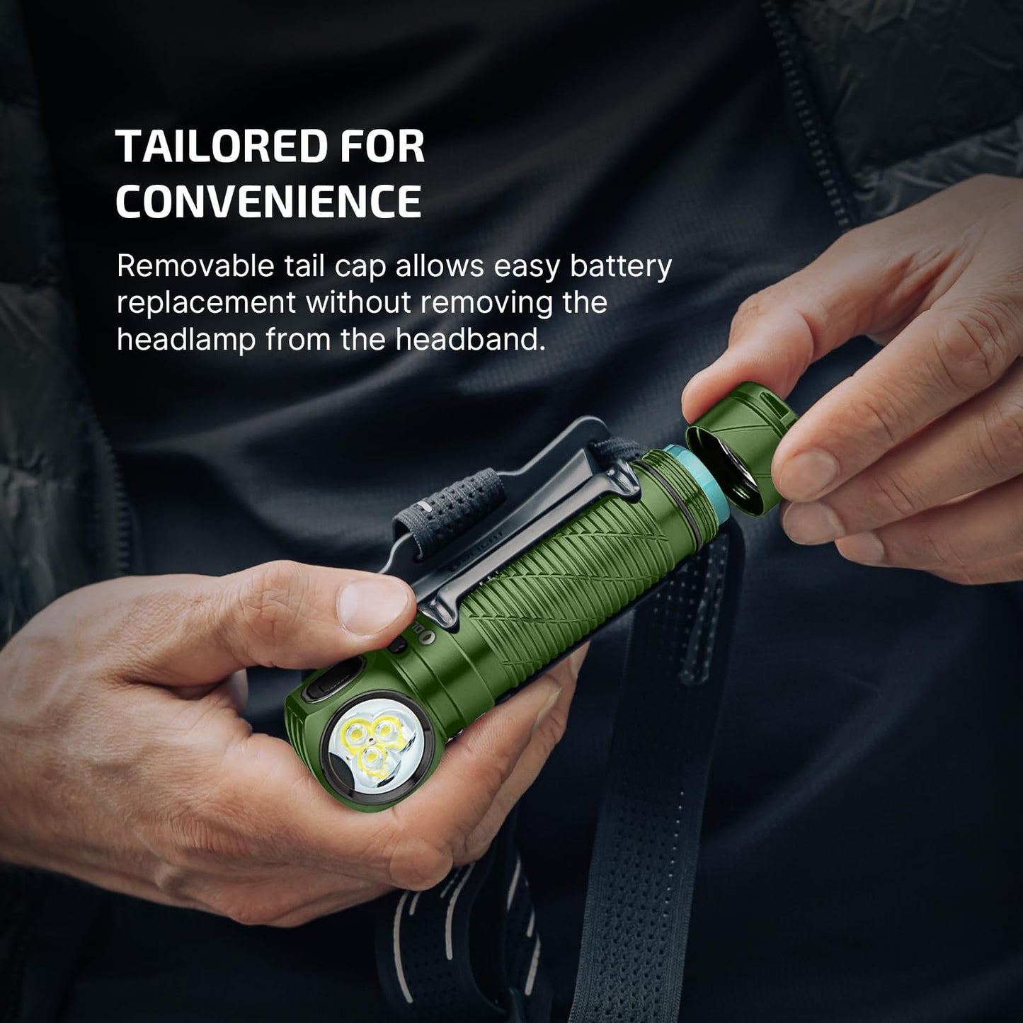 OLIGHT Perun 3 Rechargeable Headlamp Flashlight, 3000 Lumens LED Headlight with Red Light, Waterproof Head Lamp with Headband for Outdoor Camping, Hiking, Working (OD Green)