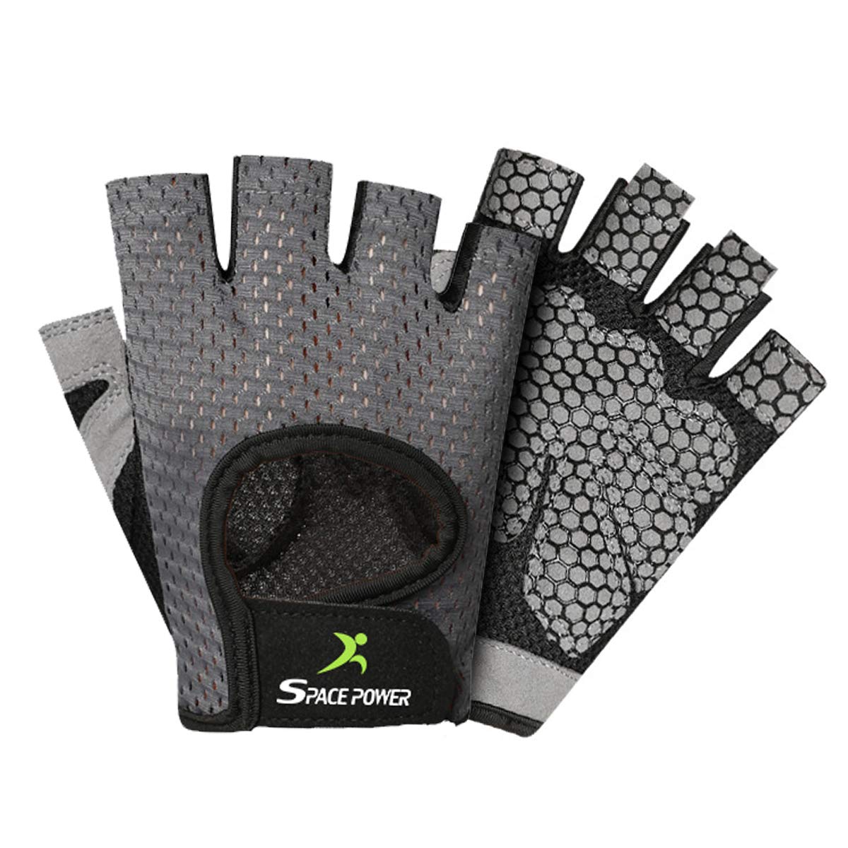 spacepower Workout Gloves, Weight Lifting Gloves for Women&Men, Lightweight Breathable Gym Gloves for Exercise (Small, Gray)