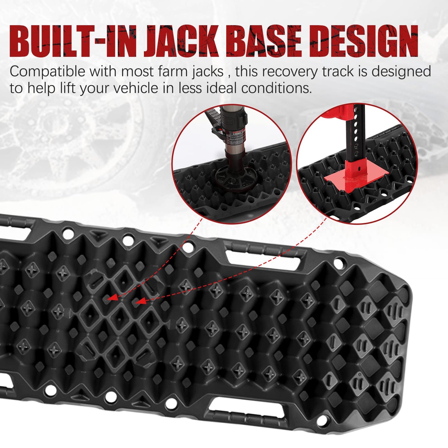 BUNKER INDUST Vehicle Offroad Recovery Kit, Pair Traction Boards Black + Synthetic Soft Shackle with Winch Ring