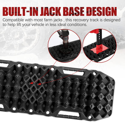BUNKER INDUST Vehicle Offroad Recovery Kit, Pair Traction Boards Black + Synthetic Soft Shackle with Winch Ring
