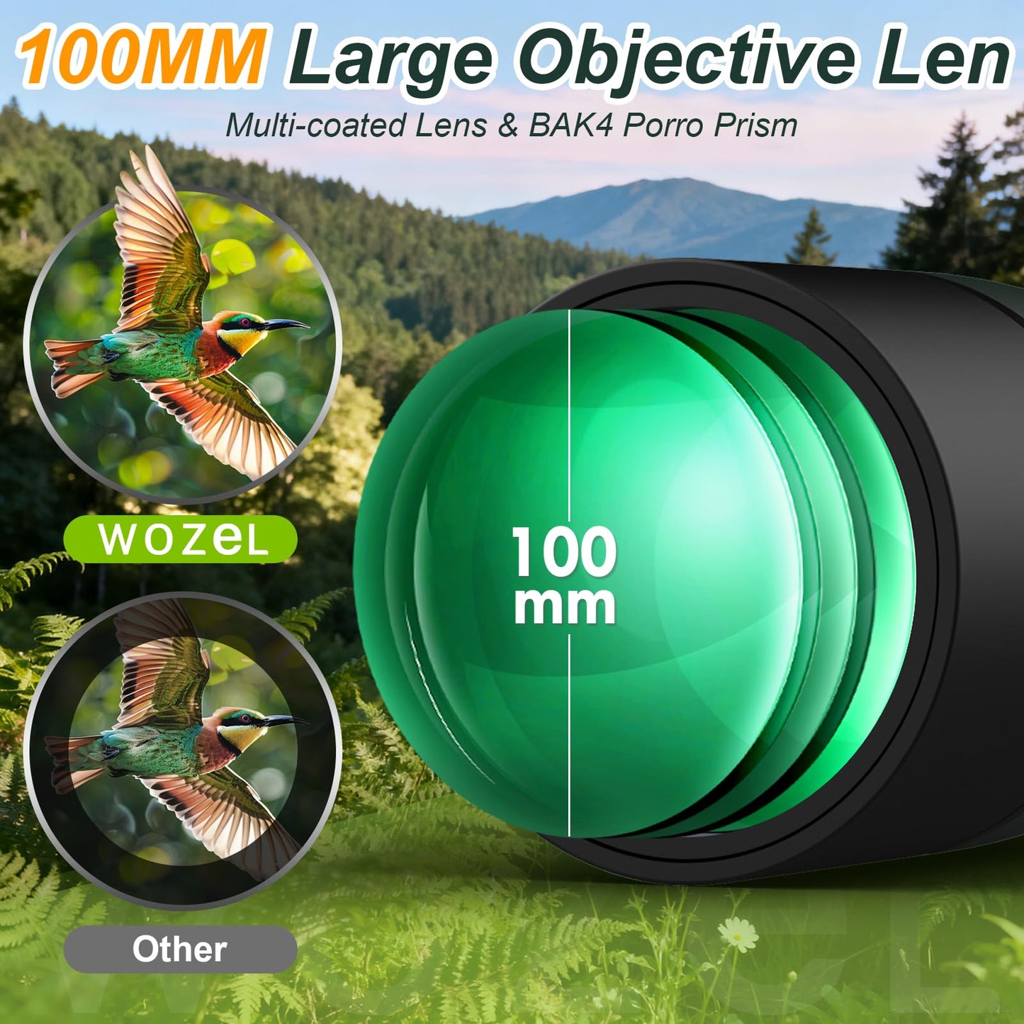 WOZEL 25-75x100 Spotting Scopes for Bird Watching - 45 Degree Angled BAK4 Prism High Definition Waterproof HD Spotter Scope for Bird Watching with Carrying Bag
