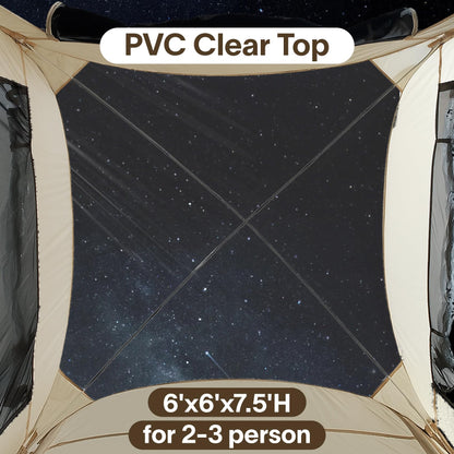 Alvantor® Pop Up Screen House, 4 in 1 Outdoor Camping Tent,6'x6'Screen Room with Mosquito Netting &Waterproof PVC, PVC Clear Top SUV Tent with Carry Bag, Instant UV Resistant Sun Shelter