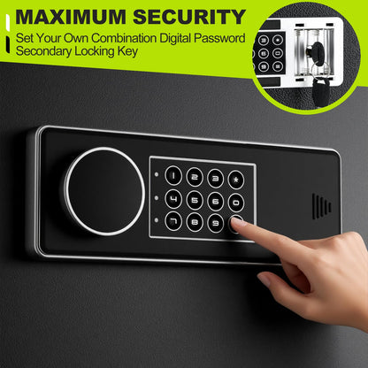 KPASAFE 19.7 Inch Tall Large Safe Box, 3.4 Cuft Home Safe with Fireproof Bag, Anti-Theft Lock Box with Alarm System and Digital Keypad for Document, Cash, Valuables