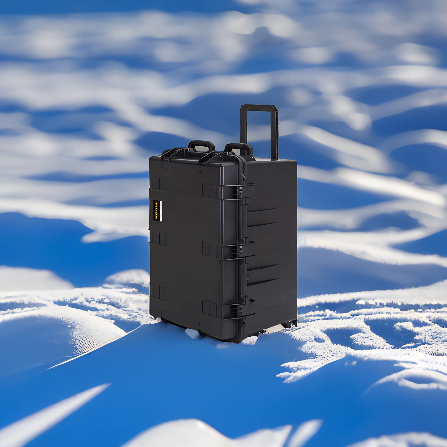 MEIJIA Portable All Weather Waterproof Camera Case,Customizable Fit Foam with Rolling Wheels and Retractable Pull Handle,33.25"X24.4"X19.3"