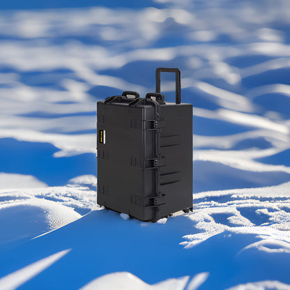 MEIJIA Portable All Weather Waterproof Camera Case,Customizable Fit Foam with Rolling Wheels and Retractable Pull Handle,33.25"X24.4"X19.3"